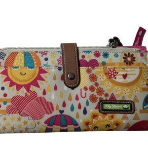 Lily Bloom Sunshine and Umbrella Whimsical Print Organizational Travel Wallet